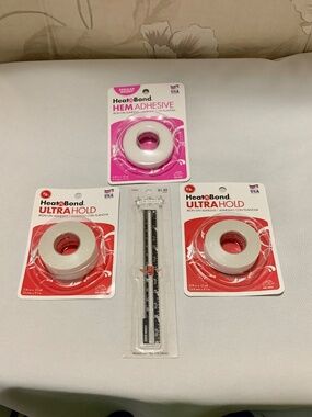 Lot 3 Heat n Bond Ultra Hold Iron-On Adhesive Two 5/8"x 10 Yds & One 10 Yds 3/8"